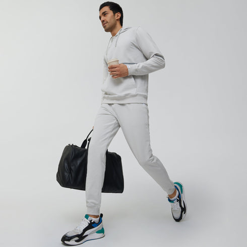 XYXX Ascent French Terry Cotton Blend Hoodie and Joggers Co-Ord Chrome White