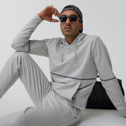 XYXX Ascent French Terry Cotton Blend Hoodie and Joggers Co-Ord Chrome White