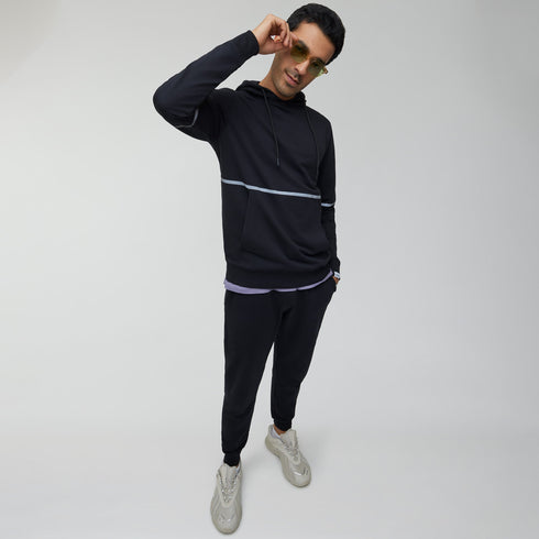 XYXX Ascent French Terry Cotton Blend Hoodie and Joggers Co-Ord Pitch Black