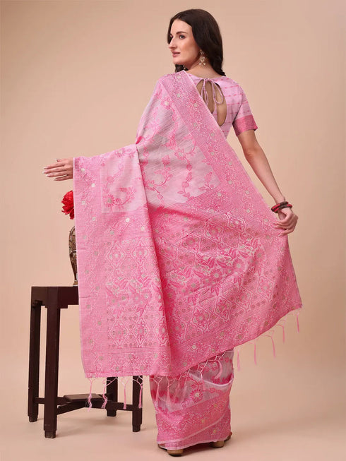 Deeva Sarees Pink Cotton Saree
