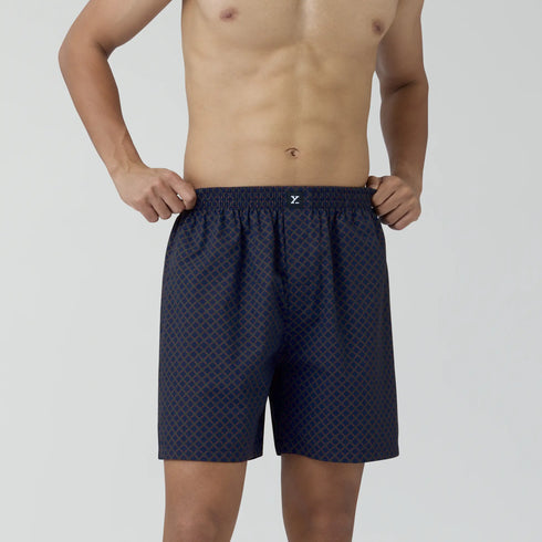 XYXX Astor Combed Cotton Boxer Shorts Blue Circle