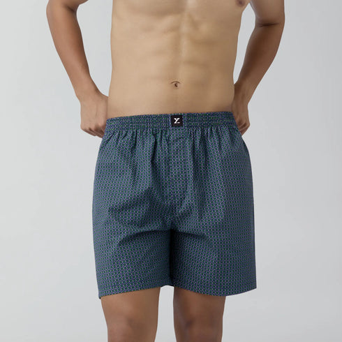 XYXX Ultra-Breathable Cotton Boxer Shorts - Green Hexagon