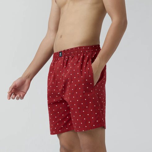 XYXX Ultra-Breathable Cotton Boxer Shorts - Starry Maroon