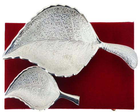 Brass Decorative Neem Leaf Platter 0.386kg