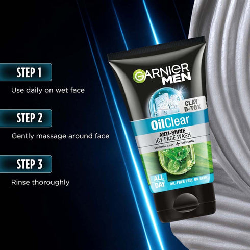 Garnier Men Oil Clear Clay D-Tox Face Wash Enriched with Mineral Clay