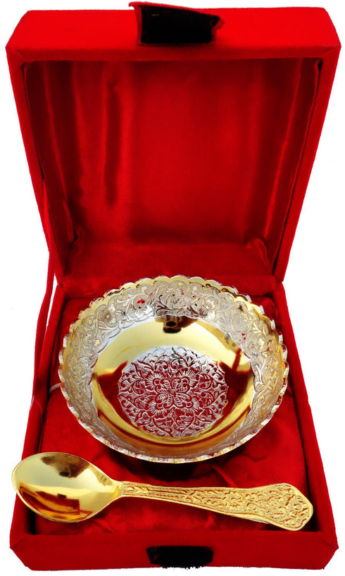 Brass Decorative Bowl Do Patti With Spoon 0.09kg