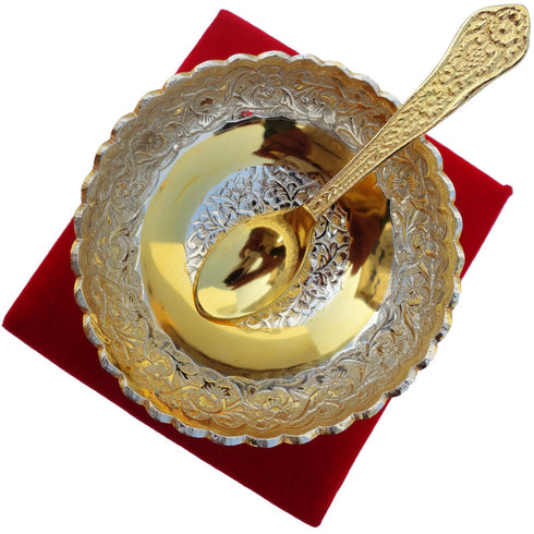 Brass Decorative Bowl Do Patti With Spoon 0.09kg
