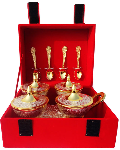 Brass Trolley 4 wali 2 tone with Spoon 1.512kg