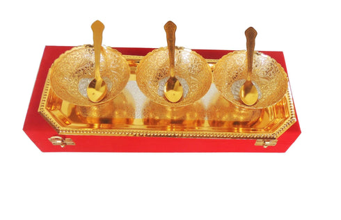 Brass 3 Pcs Decoratice Bowl Set With Velvet Box 0.52kg