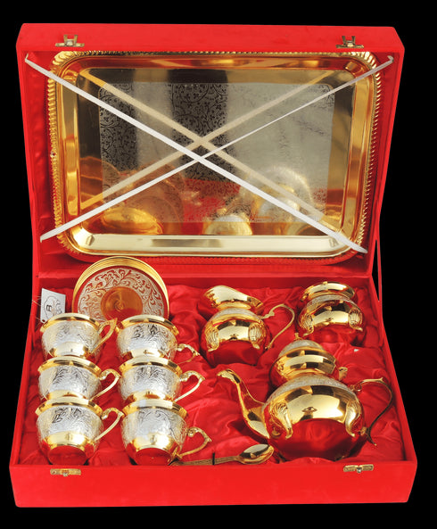 Brass Decorative 6 Pieces Tea Cup Set 0.66kg