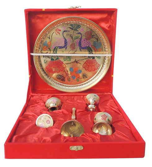 Brass Puja Thali Set With Velvet Box 1.27kg