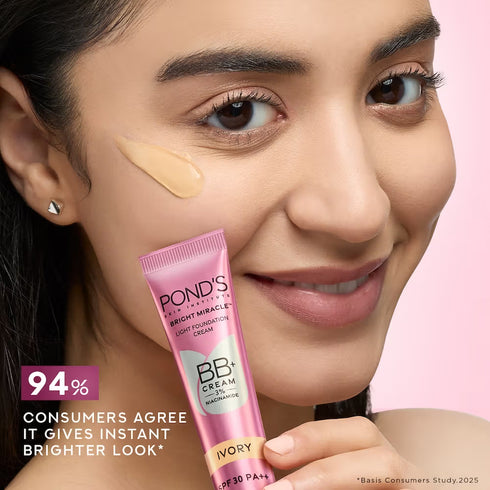 Ponds BB+ Cream Instant Spot Coverage + Light Make-up Glow Ivory -SPF 30++