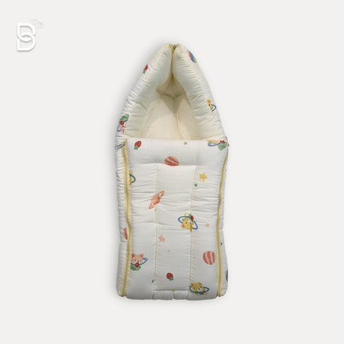 Bachpan kids wear BABY SLEEPING BAG SWADDLE / BABY NEST / WRAPPER HOODED BABY COVER-WHITE