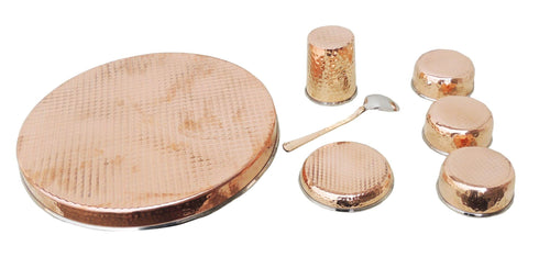 Copper Steel Dinner Thali Set 7 Pcs 2.03Kg