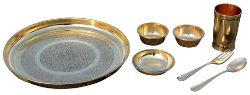 Pure Brass Thali Set 7 Pcs 1.12Kg