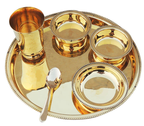 Pure Brass Thali Set 6 Pcs 1.01kg