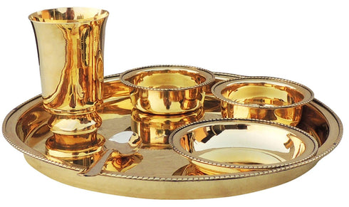 Pure Brass Thali Set 6 Pcs 1.01kg