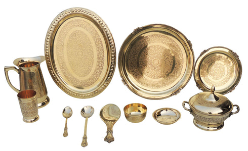 Pure Brass Dinner Set of 51 Pcs. 14.5 kg