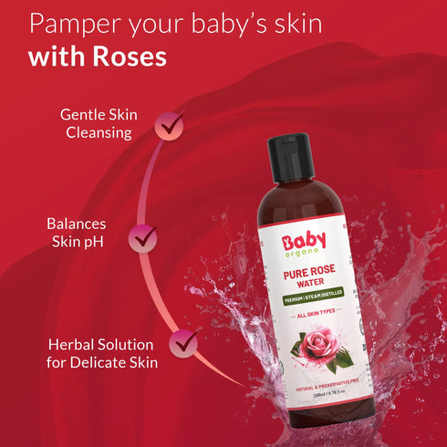 Babyorgano Cleans & Refreshes Soft Skin Pure Rose Water 1 Month
