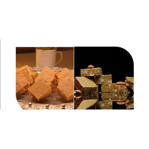 Novelty Sweets Amritsar Besan Burfi and Roasted Chana Barfi Combo Pack