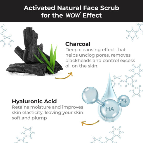 WoW Charcoal & Hyaluronic Acid Detox Face Scrub