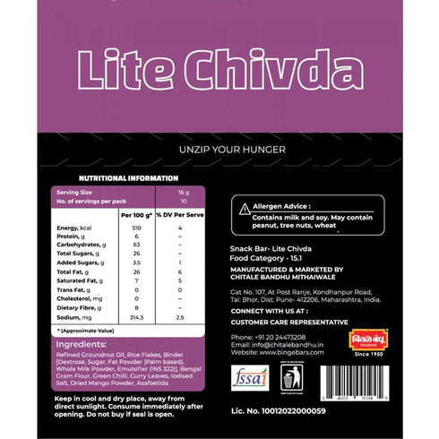 Chitale Bandhu Mithaiwale Bingebar -Lite Chivda