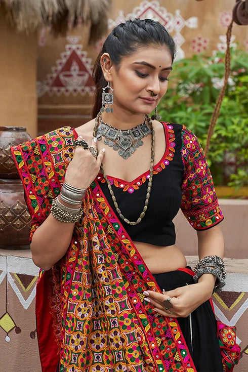 Shubhkala Black Color Navratri Special Chaniya Choli with Heavy Dupatta Work