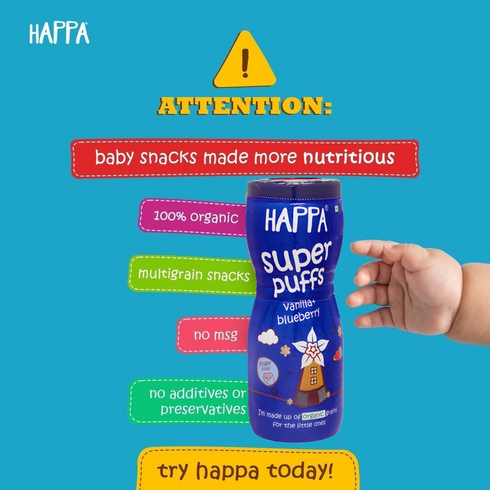 Happa Vanilla Blueberry and Apple Cinnamom Baby Puffs