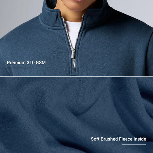 XYXX Pulse French Terry Cotton Blend Half Zip Pullover Opal Blue
