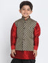 Boys' Black Cotton Silk Blend Nehru Jacket