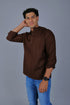Veshbhoshaa Bluebird Men'S Short Kurta In Brown - 100% Pure Cotton