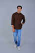 Veshbhoshaa Bluebird Men'S Short Kurta In Brown - 100% Pure Cotton