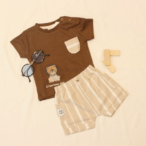 Bachpan kids wear New born casual wear- Brown and Cream