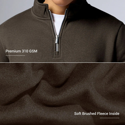 XYXX Pulse French Terry Cotton Blend Half Zip Pullover Malt Brown