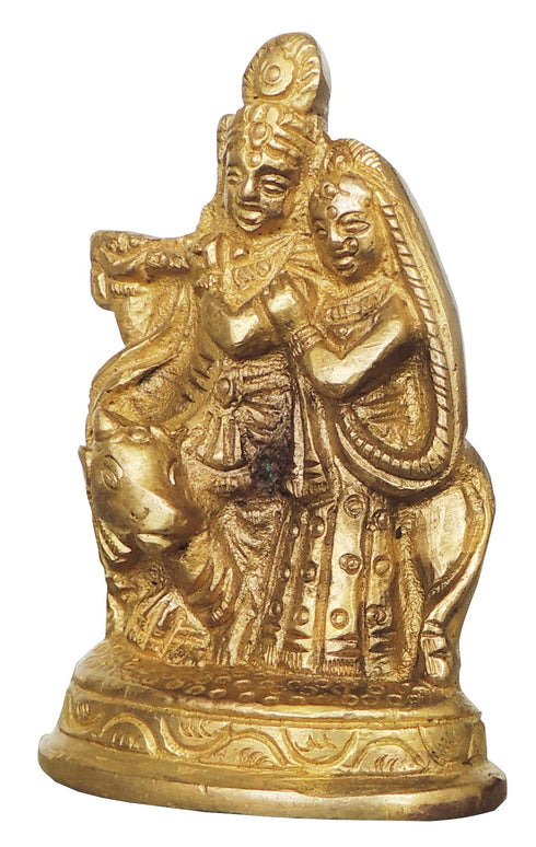 Brass Radha Krishna Cow 0.16kg
