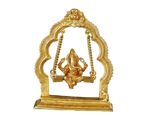 Brass Ganesh Jhula God Idol Statue 1.575kg