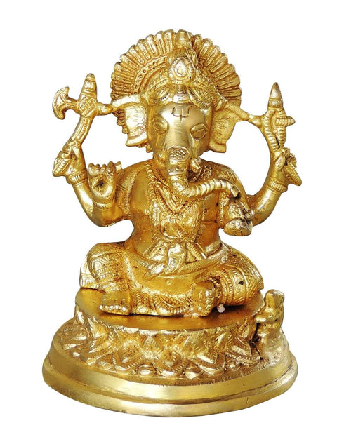 Brass Ganesh Ji God Idol Statue 4.093Kg
