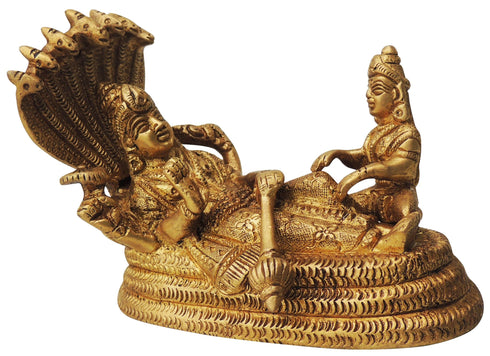 Brass Vishnu Ji With Shesnag Statue 0.96kg