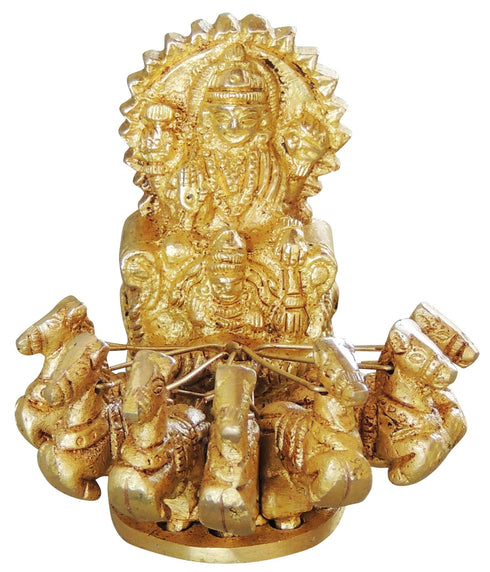 Brass Surya Dev Rath Statue 0.465kg