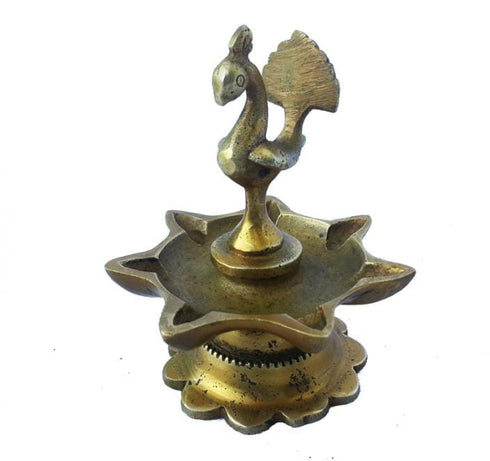 Brass Peacock Diya Oil Lamp 7 Wicks 0.21kg