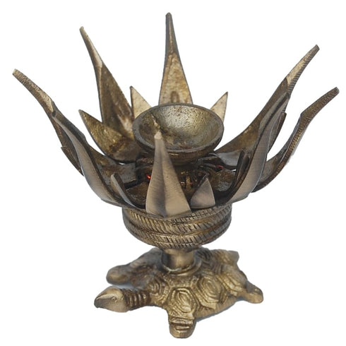 Brass Oil Lamp Deepak On Tortoise 0.17kg