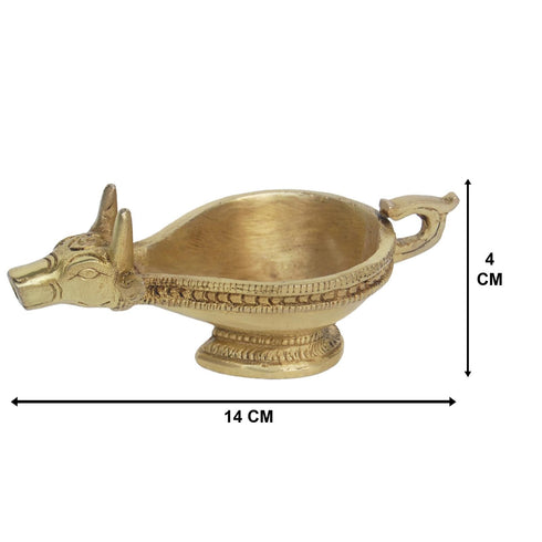 Brass Table Decor Nandi Oil Lamp Deepak 0.35kg