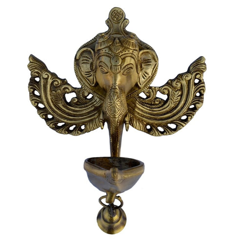 Brass Ganesa Oil Lamp Deepak 1.3kg