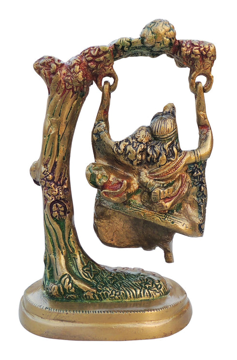 Brass Radha Krishna Statue With Tree 1.3kg