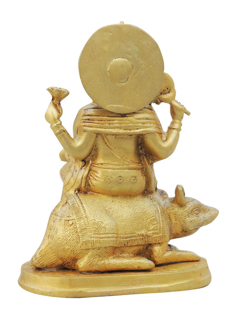 Brass Ganesh Statue Sitting On Rat 1.86kg