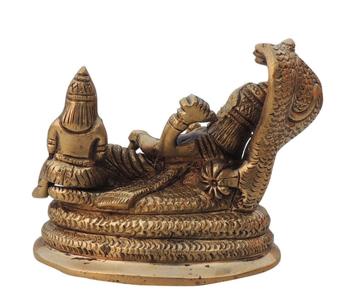 Brass Vishnu Laxmi God Idol Statue 0.62kg