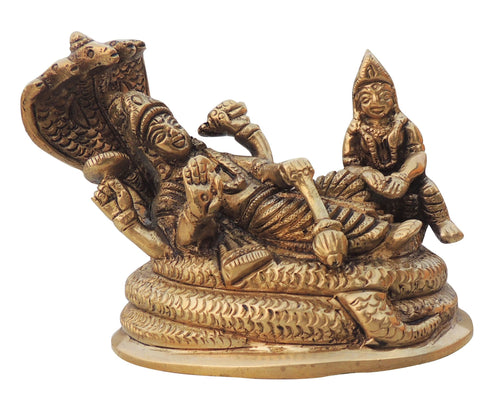 Brass Vishnu Laxmi God Idol Statue 0.62kg