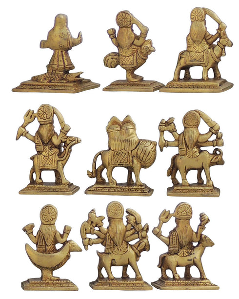Brass Nau Durga Statue 1.96kg