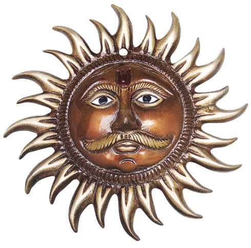 Brass Wall Hanging Sun Antique Statue 0.56kg