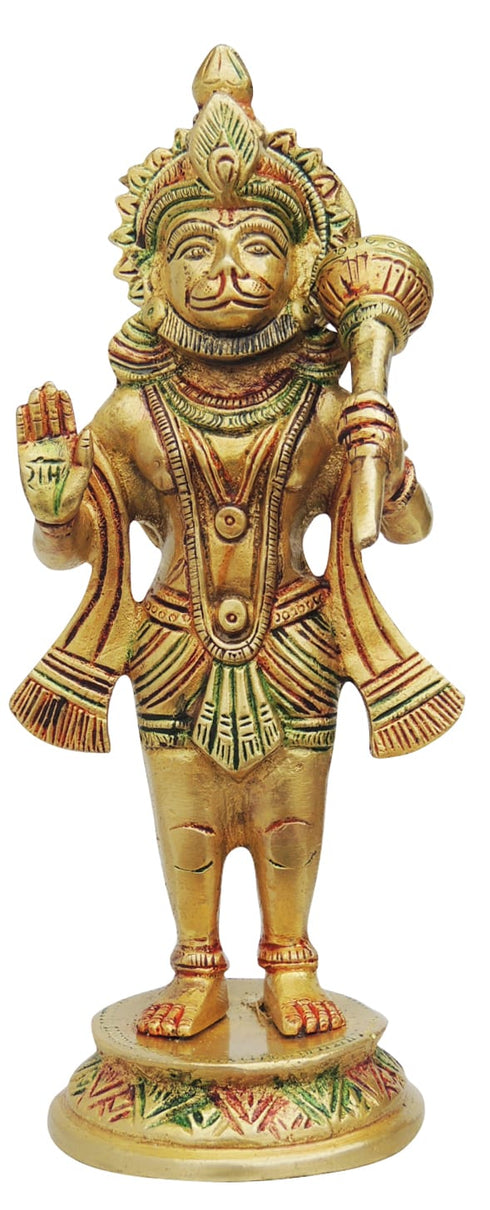 Brass Hanuman Ji Standing Round Base Statue 1.15kg